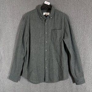 Anian Wool Blend Button Down Long Sleeve Shirt - Men's Size L - Gray Green